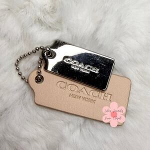 1.5" COACH Cream Silver Hang Tag Key Fob Bag Charm Set